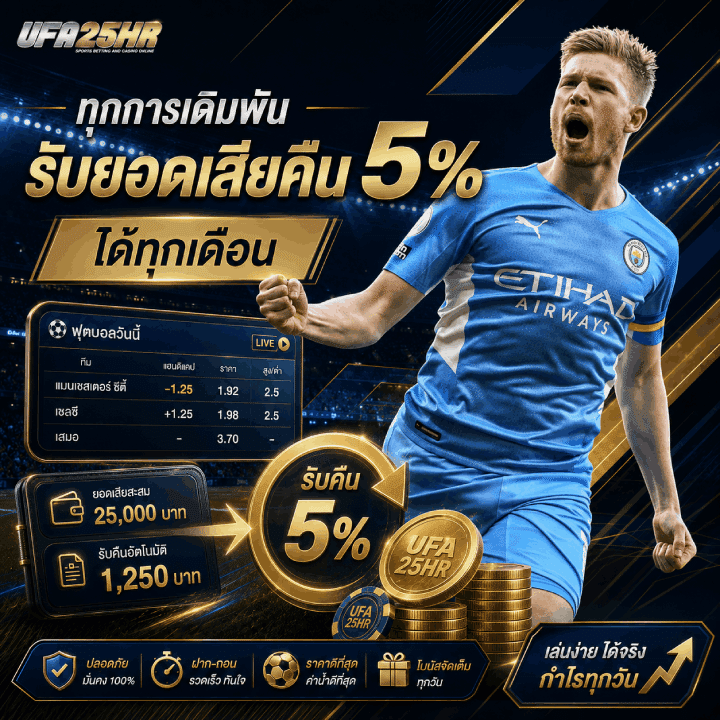 ทุกการเดิมพัน รับยอดเสียคืน 5%